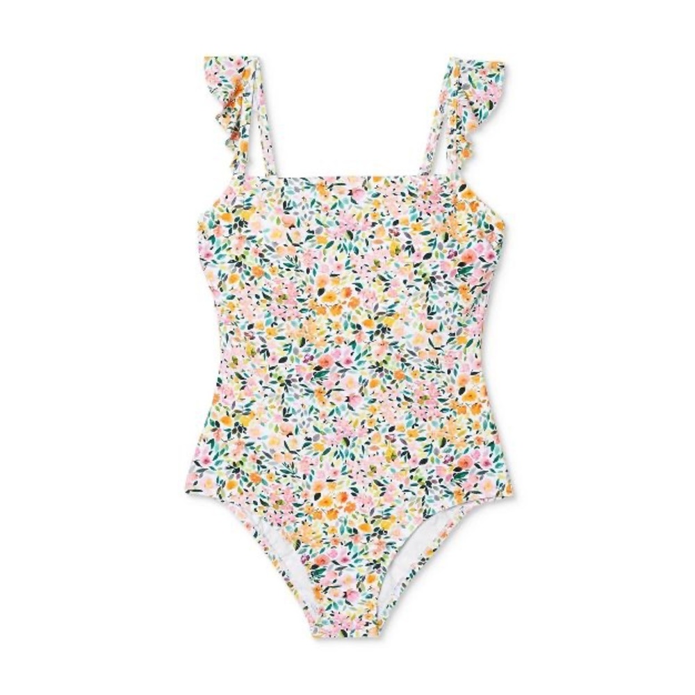 Women's Ruffle Shoulder One Piece Swimsuit